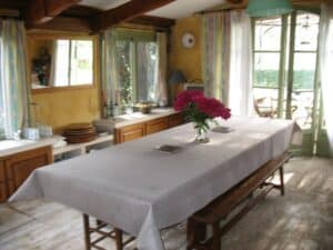 French doors opened into the garden.